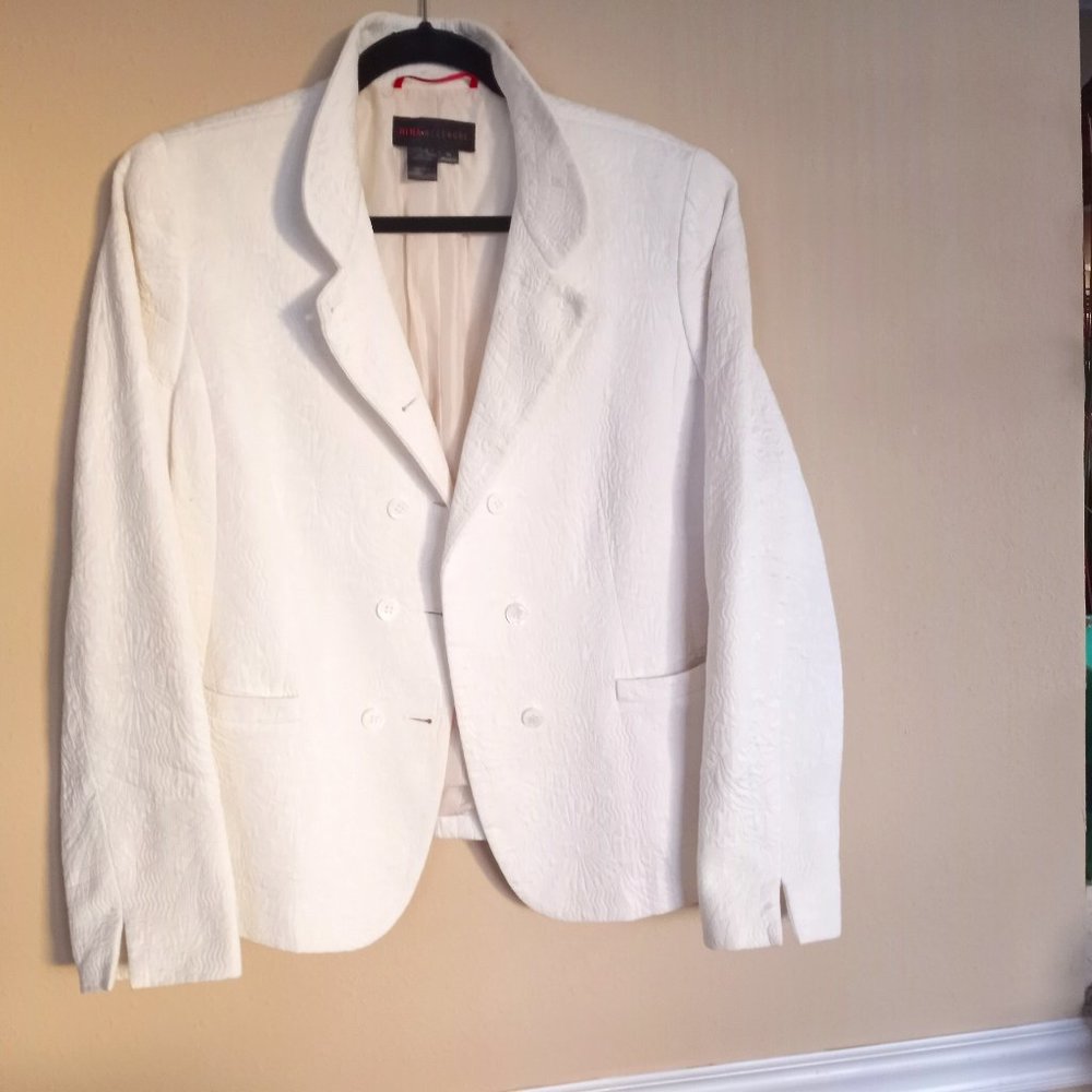 Nina McleMore Classic Cool White "Cotton Collection" Designer Jacket   Size 12.